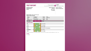 Blood Spot Thyroids Sample Test Report